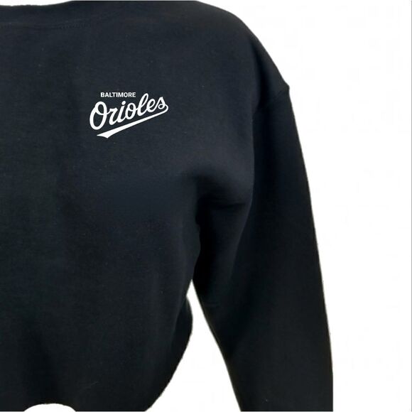 BALTIMORE ORIOLES Double Script Retro Crop Top MLB Pullover Crewneck Sweatshirt - Picture 4 of 6